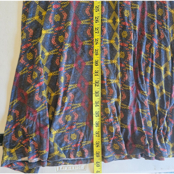 Leota Dress Women's M Multi-Color Geometric Wrap Knee Cap Sleeve Handmade NY - Picture 8 of 15